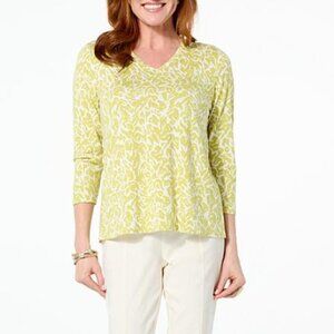 Wynne Layers White Cream Plain Viscose 3/4 V Neck Long Sleeve L